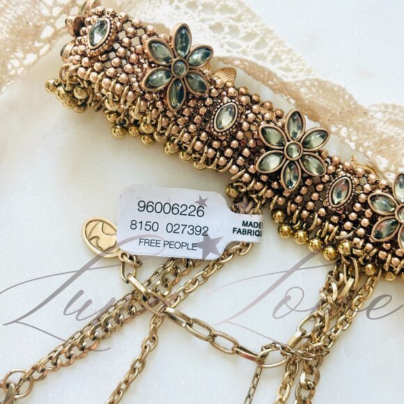 FREE PEOPLE x Ariana Ost Walsh Choker Necklace In Gold / Black Diamond NWT - Picture 6 of 6